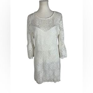 B Darlin White Lace Long Sleeve Dress